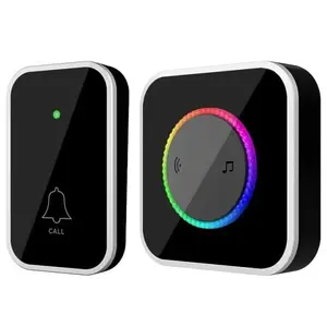 Wireless Doorbell, Easy installation, Waterproof, Adjustable Volume, 60 Chimes, Colorful LED, 1000Ft Range, Black