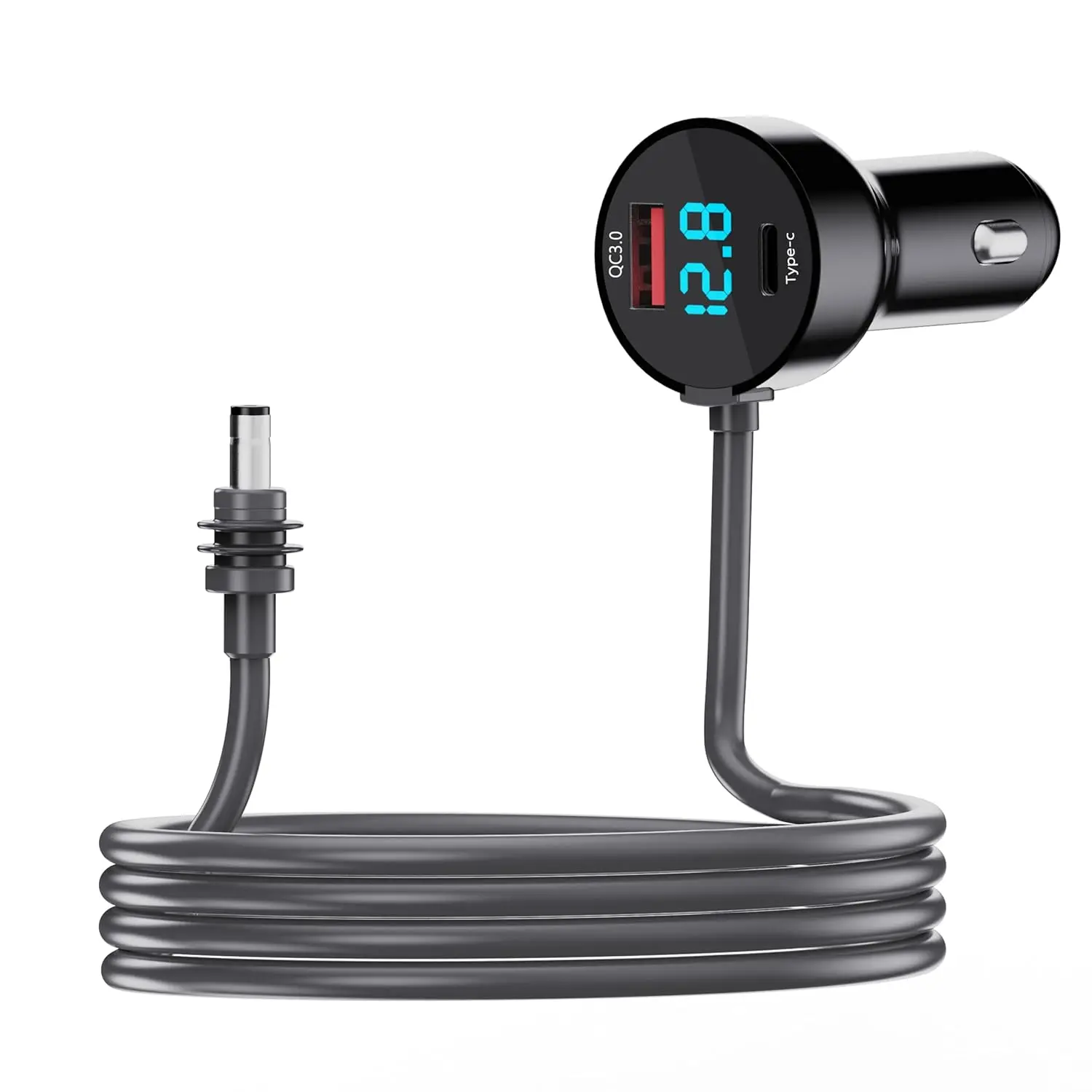 AXVIV 3-in-1 Power Cable for Starlink Mini, 10FT DC Power Cord with Digital Voltage Display, Professional Car Power Adapter for Trucks and Cars, Durable 36W PD and 18W USB Ports for Multiple Devices, Universal 12V-48V Vehicle Accessory, Black