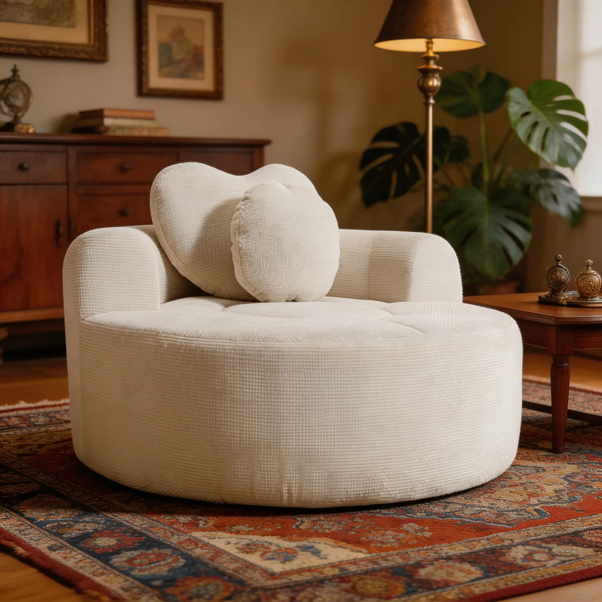 Round Memory Foam Sofa Bed with 2 Pillows, No Assembly Cloud Couch, Convertible Sectional Sofa for Living Room, Apartment