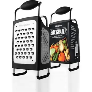 Microplane Four Sided Stainless Steel Ultra-Sharp Multi-Purpose Box Grater - Slicer, Fine, Ribbon, and Extra Coarse Blade Styles
