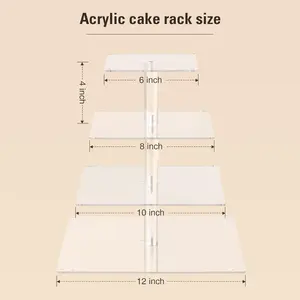 4 Tier Cupcake Stand with LED String Light, Acrylic Cupcake Display Stand, Square Cupcake Tower Holder, Cup Cake Stand for Birthday, Wedding, Baby Shower, Party Decor Ornaments Decoration