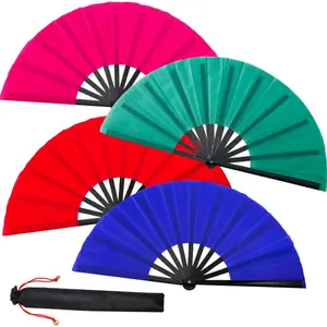 4 Pcs 10 Inch Large Folding Fans for Line Dancing Big Silk Hand Clapping Popping Fans Bulk for Dancing Boots on The Ground Festival Party Decoration(Classic Style) - Home Improvement.