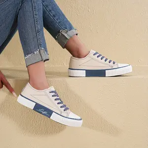 Women's Canvas Casual Shoes Sneakers Low Top Lace Up Walking Shoes Sneakers Springfresh Beige Athletic Footwear