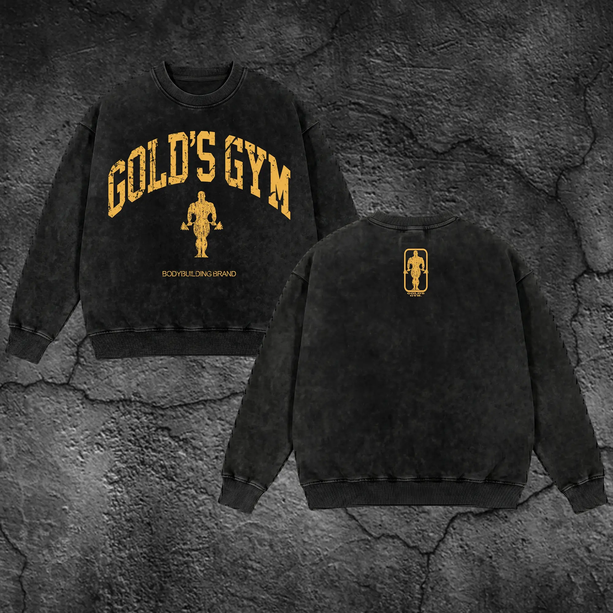 Gold's Gym Oversized Washed Sweatshirt , Fitness Long Sleeves ,Gym Apparel, Workout Wear, Training Men's Top, Aesthetic Long Sleevess, For Him, For Her