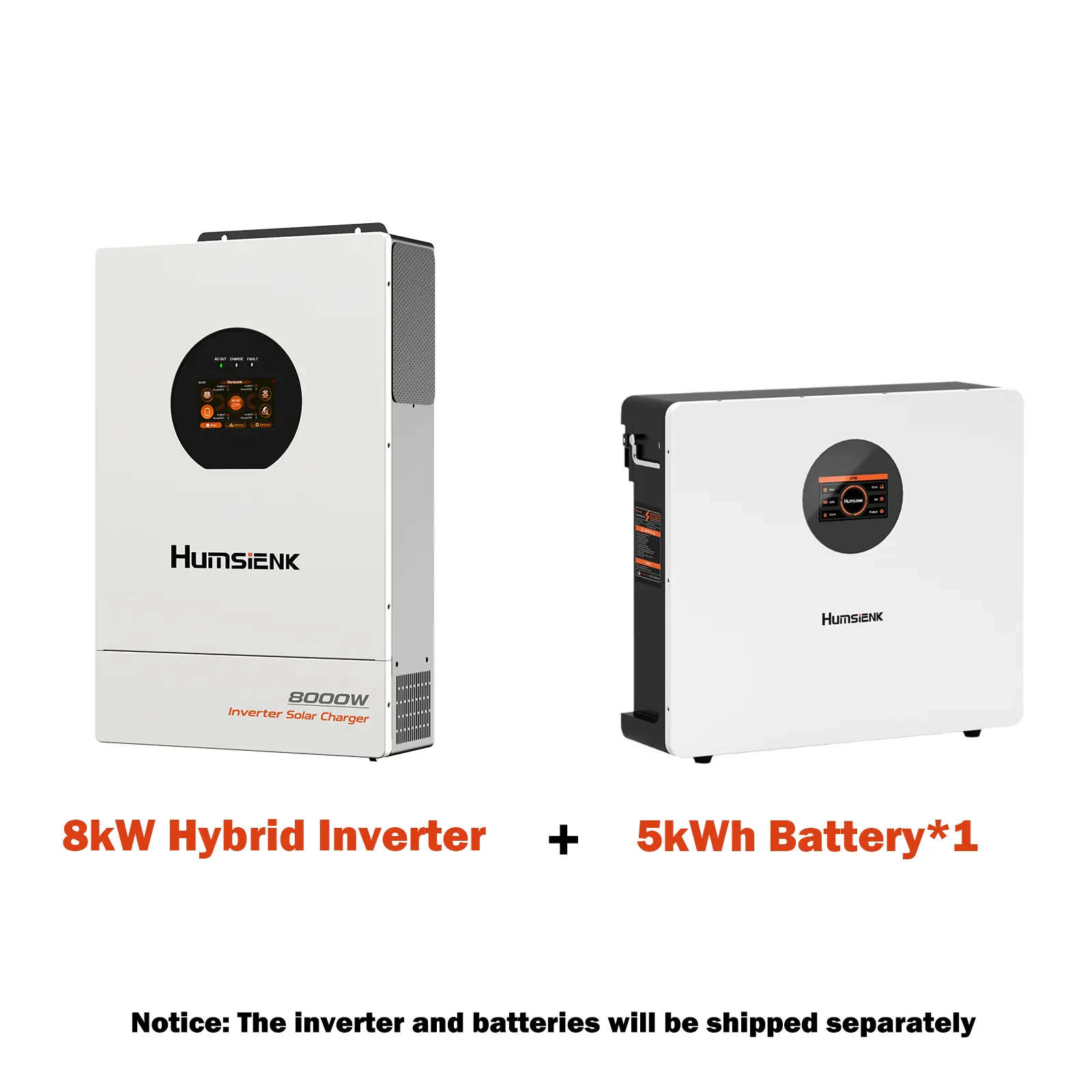 【Inverter+Battery】Humsienk Storm-Ready Power System Kit 48V 8kW Hybrid Inverter + 48V 100Ah 8kWh Battery LiFePO4 Lithium Battery with Smart BMS, Bluetooth, Active Balancing & Communication solar system