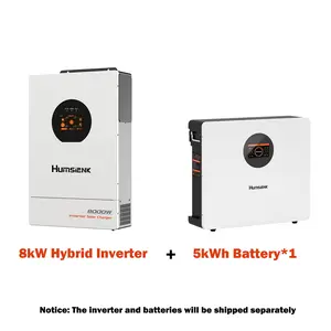 【Bundle】Humsienk Storm-Ready Power System Kit 48V 8kW Hybrid Inverter + 48V 100Ah 8kWh Battery LiFePO4 Lithium Battery with Smart BMS, Bluetooth, Active Balancing & Communication solar system