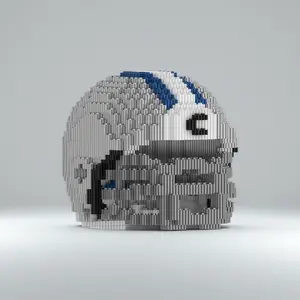 3D Football Helmet Building Blocks Model, Desktop Ornament, Party Supplies, Creative Surprise Gift for Birthday and All Festivals