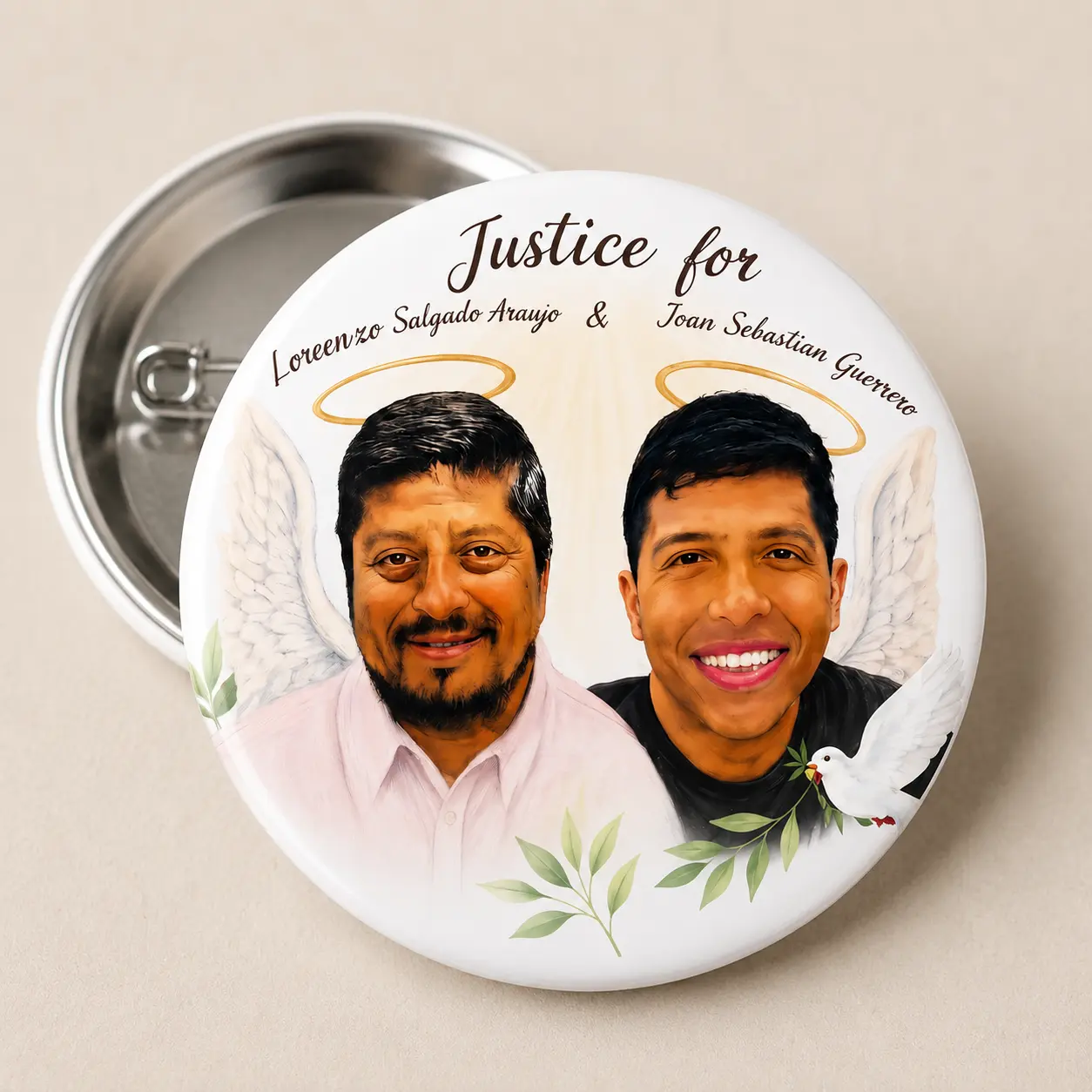 Justice For Lorenzo Salgado Araujo Button Pin, Justice for Joan Guerrero Button Pin