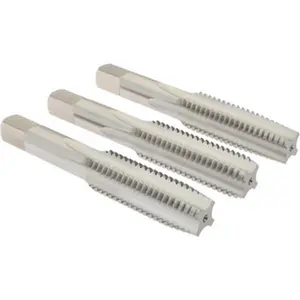 Hertel Tap Set: 5/8-11 UNC, 4 Flute, High Speed Steel, Bright Finish 3-13/16" OAL, 2B & 3B Class of Fit, 3 Pc K008933AS