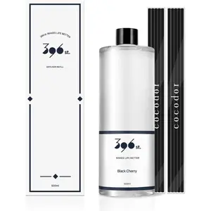 Reed Diffuser Oil Refill, Black Cherry, 16.9oz(500ml), 10 Fiber Reed Sticks/Home Fragrance, Scented Oil Refills, Oils for Reed Diffuser, Home Décor