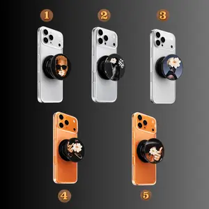 Brown Rapper Phone Grip, R&B New Album Popsocket, Stylish Phone Accessories For Hip Hop Lovers