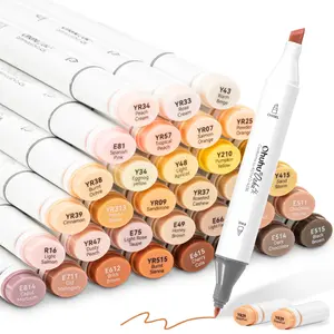 Ohuhu Alcohol Markers: Chisel & Fine - 36 Skin-Tone Portrait Colors- Double Tipped Alcohol Based Art Marker Set for Artist Adults Coloring Shading Layering - Refillable - Oahu Series of Ohuhu