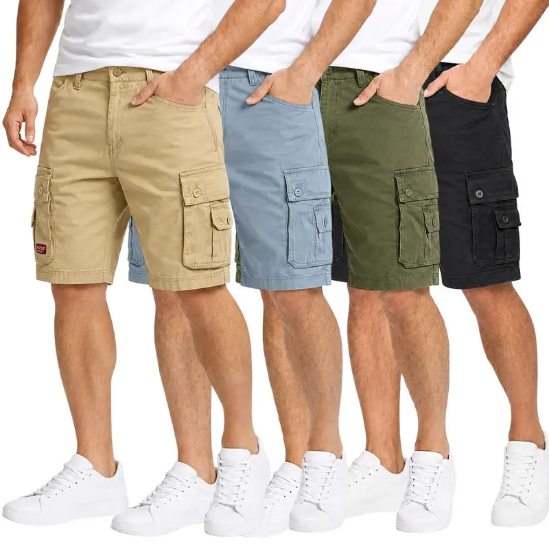 Clean Gent men’s summer fashion cargo shorts with multiple pockets, made from pure cotton fabric; breathable, sweat-wicking, quick-drying; regular fit; stylish and versatile for everyday commuting; suitable as a Father’s Day gift.