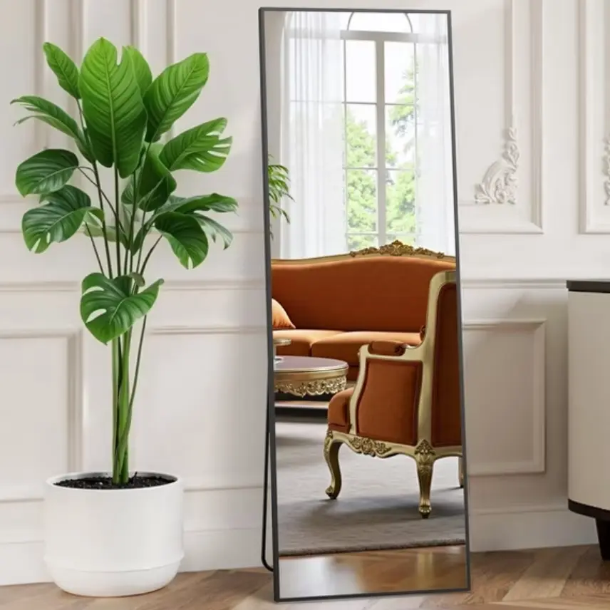 56"x15" Rectangle Full Length Mirror, Home Decor Free Standing Wall Mounted Leaning Hanging Floor Mirror