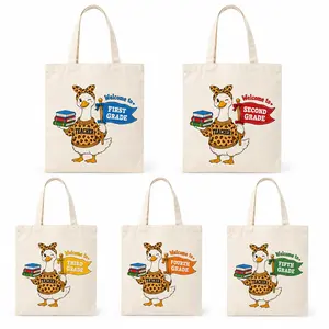Custom Grade Silly Goose Teacher Cotton Tote Bag, Teacher Team Tote, Back to School Teacher Bag, First Second Third Fourth Fifth Grade Level Tote, Elementary Teacher Gift, Classroom Accessory