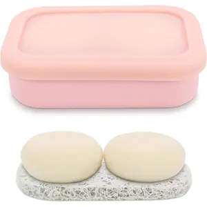Solid Shampoo Bar Holder, Travel Soap Case, Leak Proof Soap Container with Drainage Layer Soap Holder, Suitable for Bathroom,Camping and Gym (, Large)