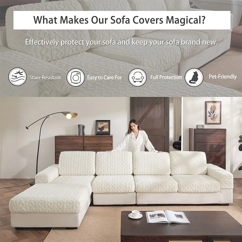 Universal Elastic Sofa Cushion Cover, Modern Anti-Slip Design, Suitable for L-Shaped and 1-4 Seat Sofas, Living Room Protection, Universal Sofa Protector, Washable Sofa Slipcover, Slipcovers For Couches And Sofas, Couch Protectors
