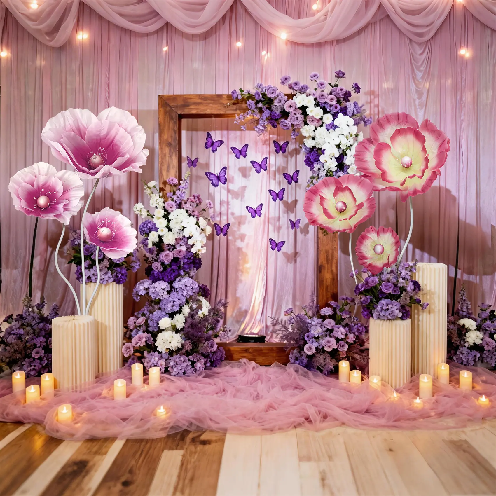 Silk Faux Poppies Decorative Flowers - Photo-Worthy Faux Floral Decor for Wedding Decor, Vintage-Style Settings, Festive Occasions, Ornaments