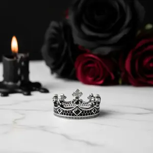 European Option Punk Victorian Crown Ring