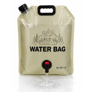 8L BPA-Free Collapsible Water Container with Spigot, 2.1 Gallon Foldable Camping Water Bag, Leakproof Portable Water Storage Jug for BBQ, Hiking, Travel & Outdoor Cooking