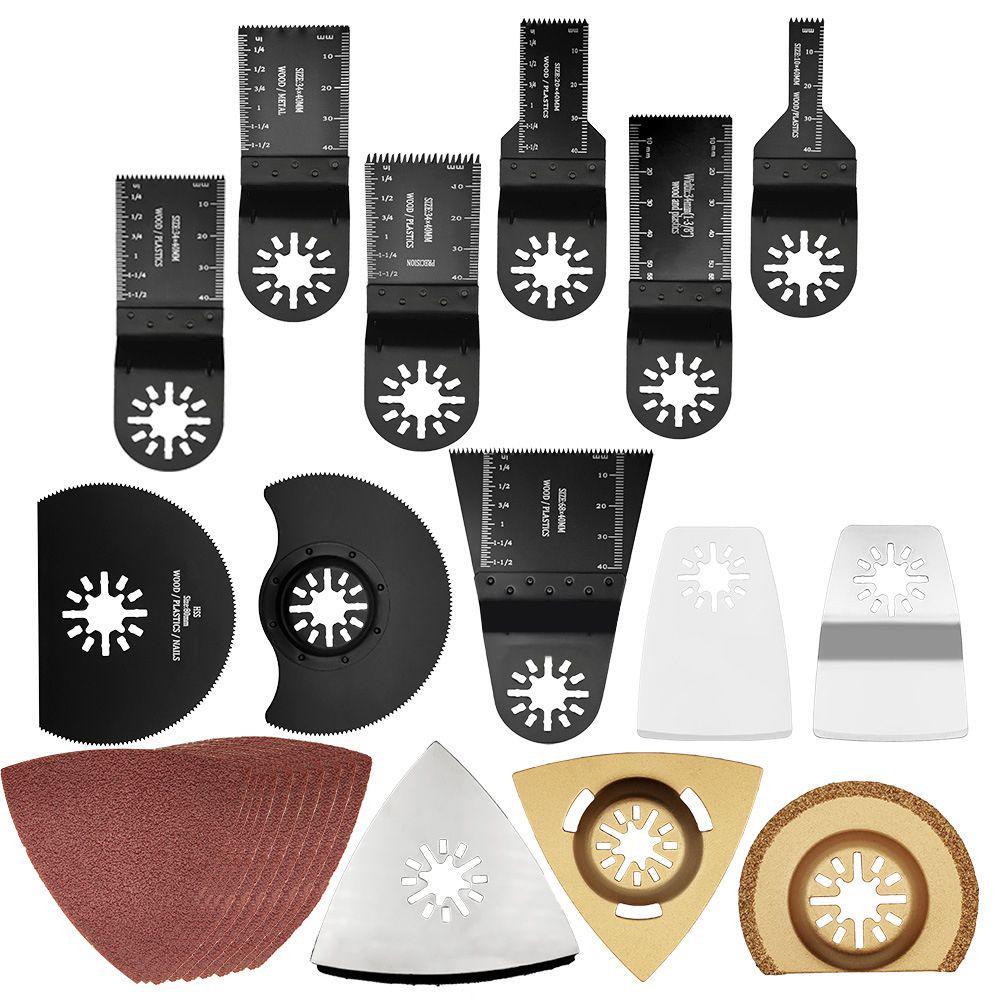 98-piece oscillating saw blade set for wood and metal cutting; multi-tool dual-metal universal saw blade assortment