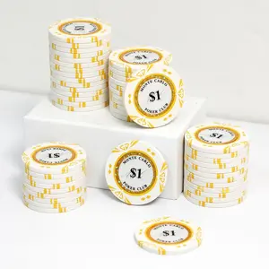 14 Gram Clay Casino Grade Poker Chips for Texas Hold'em, Blackjack Poker Games, Pack of 50 Pieces