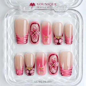 Younique Nails | 10PCS 100% Handmade Press-On Nails | Reusable Colorful Art acrylic stylish 3D