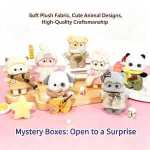 Cute Animal Blind Box Plush Keychain, Kawaii Fluffy Panda/Bear/Sheep Bag Charm, Mystery Box Collectible Toy, Gift for Kids & Friends