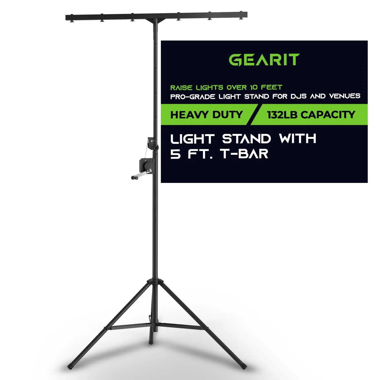 Pro Audio DJ Light Stand T-Bar & Par Can Tripod Hand Crank Lighting Solutions Pro Audio DJ Light Stand T-Bar & Par Can Tripod Hand Crank Lighting Solutions
