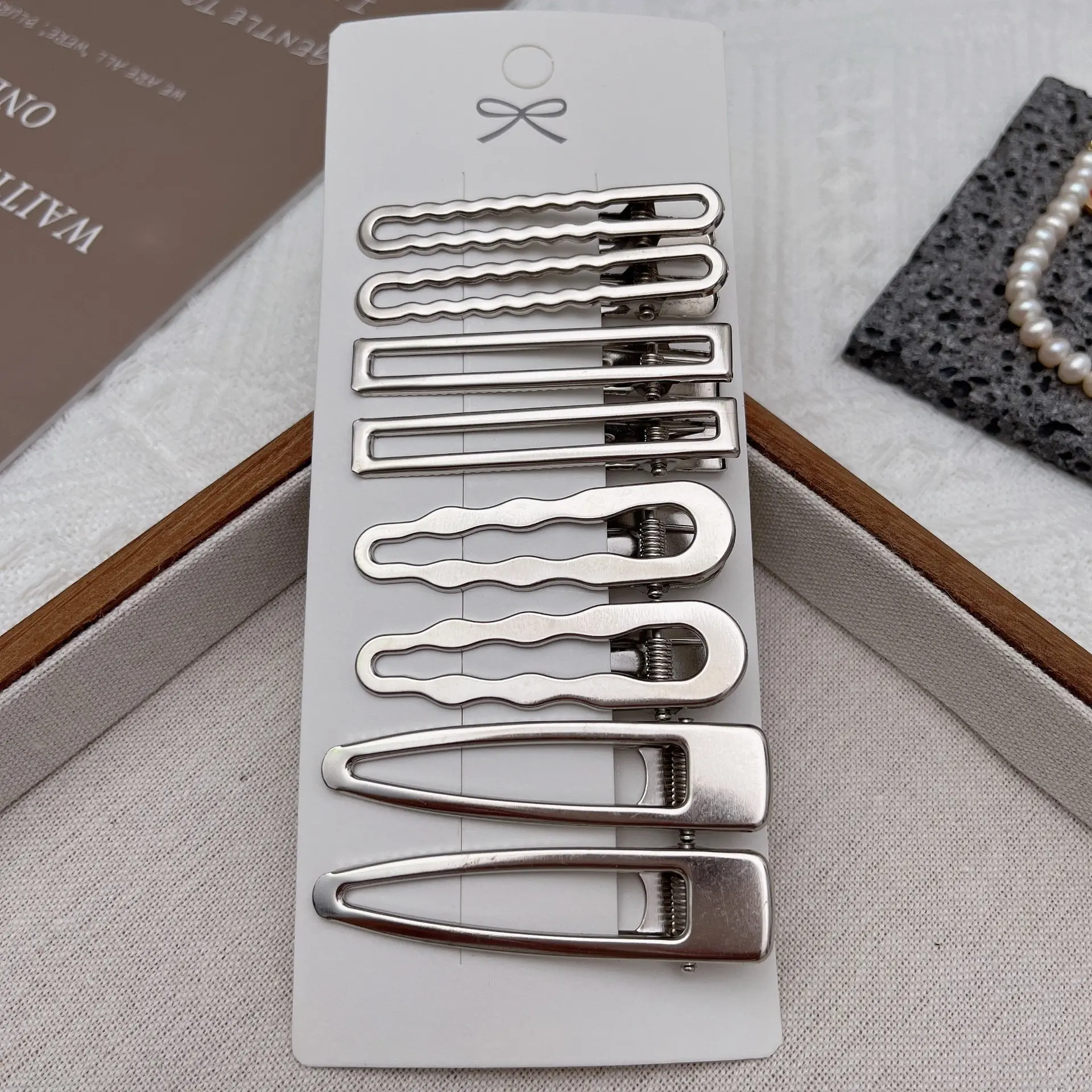 Silver Metal   Pack, 8Pcs Multi Style Side Bang  With Star And Wave Patterns, Durable Non Slip  Barrettes  Women And Teens, Cute Y2K  Accessories  Taming Flyaways, Suitable  Everyday Wear, Parties And Styling hair for Clips