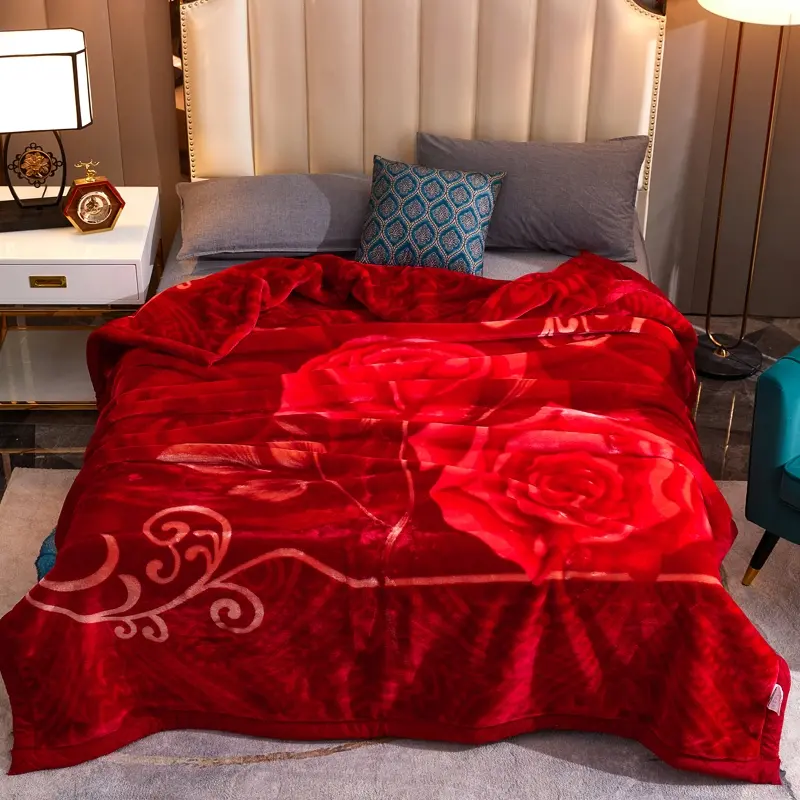 Korean Style Fleece Blanket Heavy,2-Ply Blankets, Flannel Cozy Blanket, Luxury Printed Plush Flannel Fleece Blanket King Size for Men Women, Thick & Warm for Winter Fall Spring