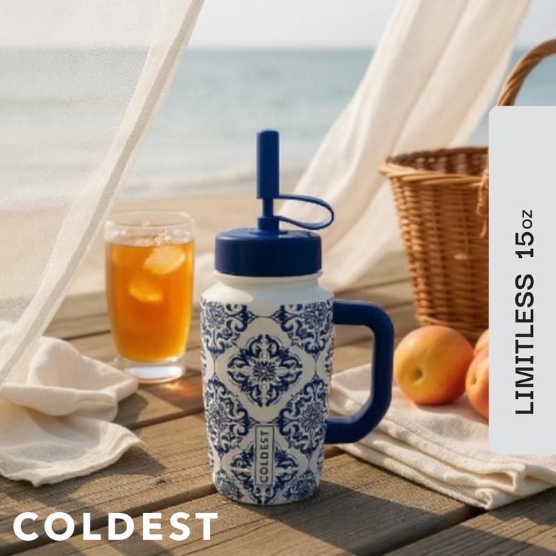 COLDEST 15oz Limitless Ultra V8 – Premium 15oz Stainless Steel Insulated Bottle | Leakproof, Ultra Cold, Durable Hydration for Gym, Work, Travel, School & Daily Life | Compact Metal Bottle with All-Day Ice Retention & Tough Design