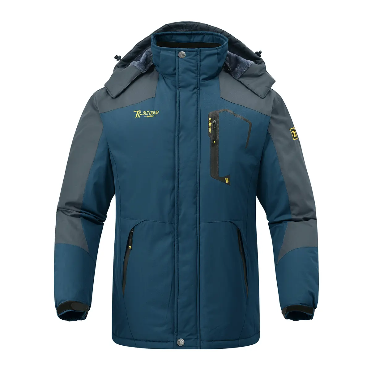 【CLEARANCE】GOPUNE Men's Winter Insulated Thermal Work Jackets Water Resistant Fleece Skiing Coats Snowboard Jacket Parka Raincoat with Hood