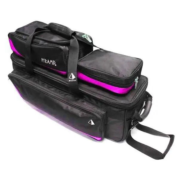 Pyramid Path Triple Tote Roller Plus Bowling Bag (Black/Hot Pink)