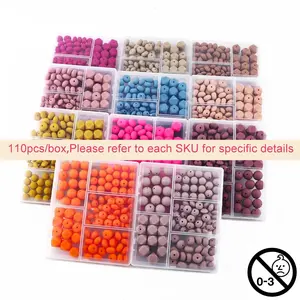 12mm/15mm Silicone Beads Kit, 110pcs/box Colorful Beads for Jewelry Making, DIY Beading Supplies for Bracelet Necklace Earrings Pendant Car Decoration Accessories