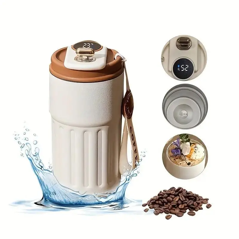 316 Stainless Steel Travel Mug with Temperature Indicator, Perfect for All Seasons, Ideal Gift for Camping, School, Traveling