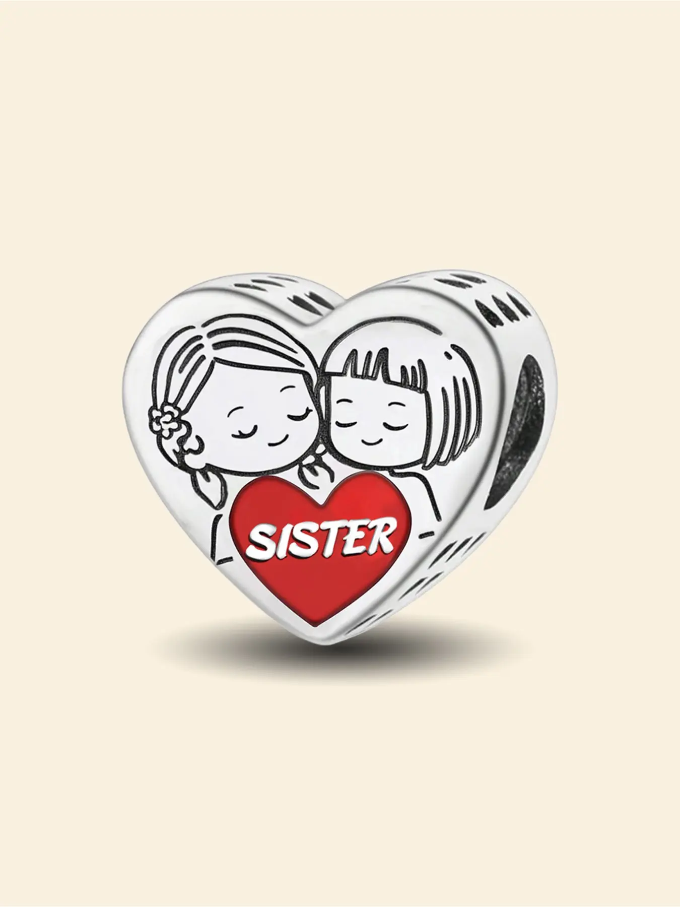 1Pc New Design Sisters Love Beaded Heart Design Charm DIY Jewelry Making Kit for Bracelet Creative Craft Materials Holiday Gift Pendant Women Birthday Gift Daily Wear Accessories Diy Jewelry Decoration