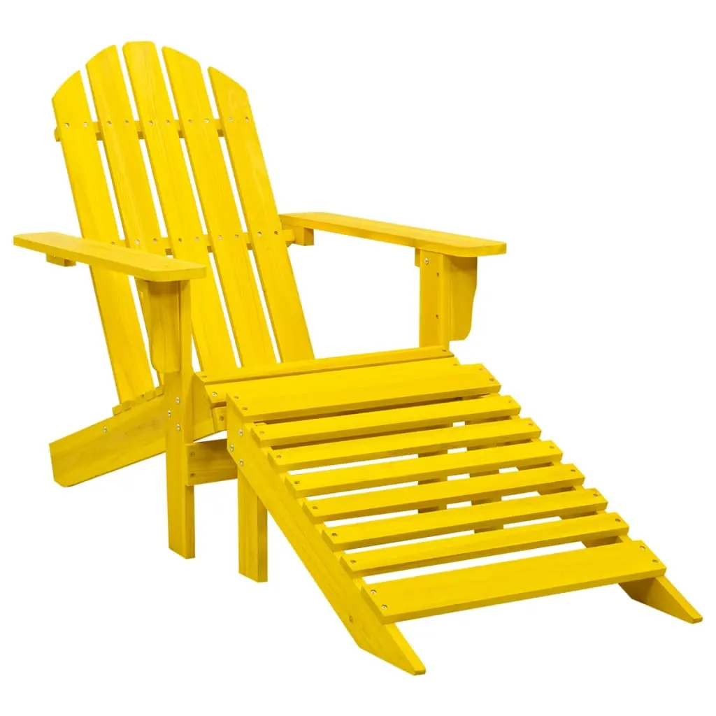 vidaXL Adirondack Chair, Patio Adirondack Chair with Ottoman, Lawn Chair for Outdoor Porch Garden Backyard Deck, Modern Style, Solid Fir Wood Yellow 315864