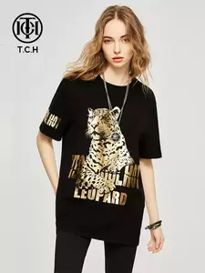 TCH Sparkle Graphic Leopard Print T-shirt Top Womenswear Tshirt Streetwear