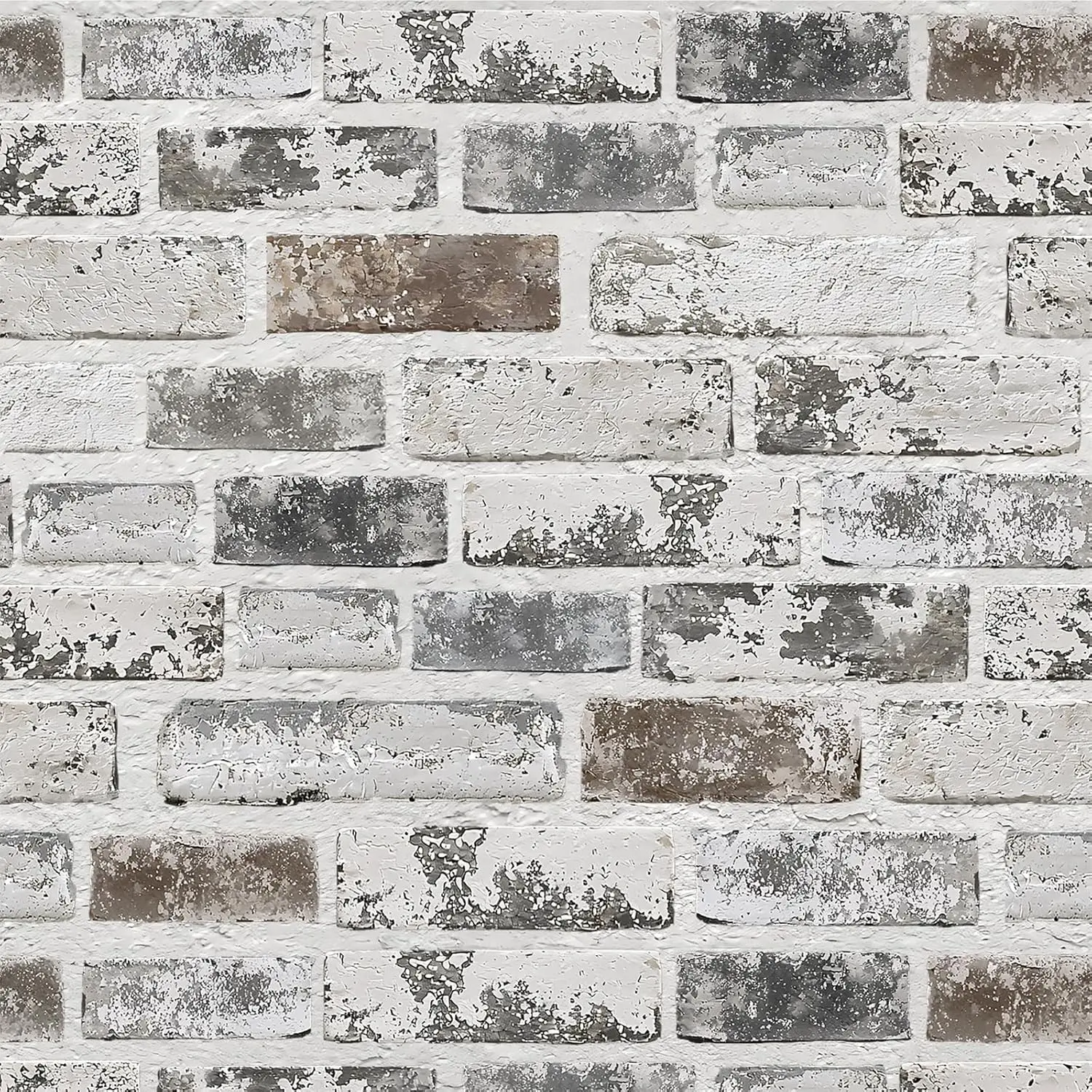 Brick Wallpaper Peel and Stick Wallpaper 17.3"x78.8" Grey and White 3D Brick Wallpapers Self Adhesive Vintage Wall Paper Removable Textured Contact Paper for Fireplace Kitchen Home Decoration Vinyl
