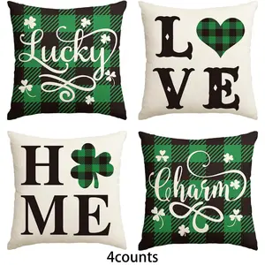 St. Patrick's Day Pillowcase, 4/16pcs Decoration Farmhouse Holiday Spring Pillowcase, Home Bedroom Sofa Decoration without Pillow Core, Room Cozy Accessories