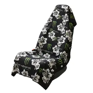 Hawaiian Racing Car Seat Cover Monster Inspired, Floral Drift Style Front Seat Cover, Streetwear Auto Interior Decor for Truck SUV Sedan
