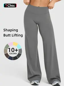 Women's High Waisted Elastic Wide Leg Pants, Loose Straight Fit, Perfect for Yoga and Pilates, Comfortable Daily Wear