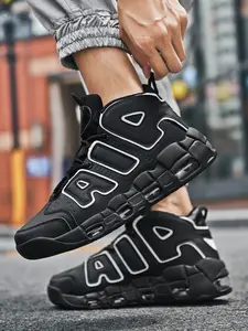 Men's Casual High-Top Basketball Shoes, Cushioned Design, Trendy Fit, PU Leather Upper, Rubber Sole, All Seasons, Medium Width, Above Ankle