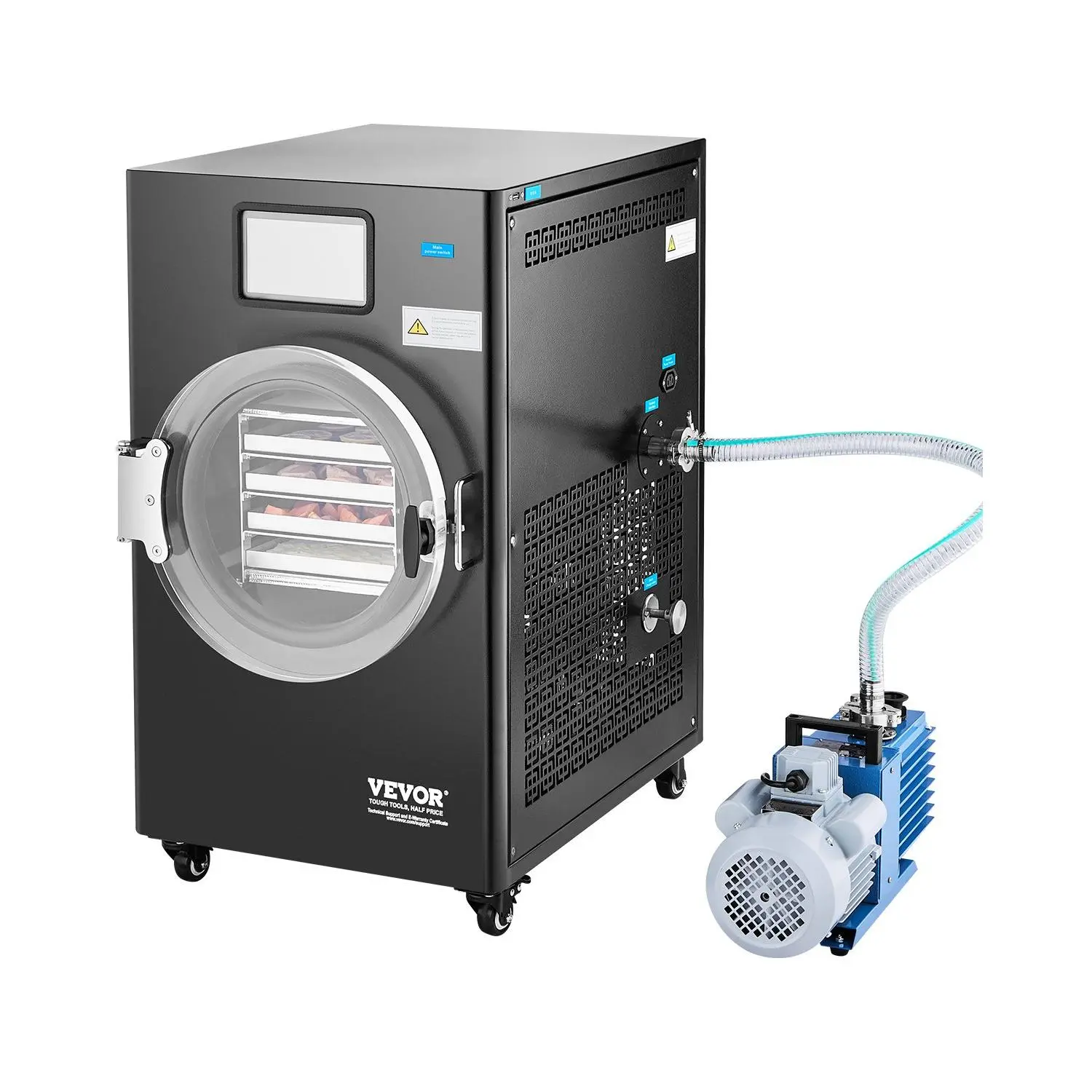 VEVOR HFD-4 Stainless Steel Vacuum Freeze Dryer Machine, 8.8-13.2 LBS/Batch, 4-Layer Trays, 1550W Vacuum Pump, Adjustable Timer & Temperature Control, 760x550x890 mm, 245.82 lbs, for Fruits & Vegetables, Black, 760X 550X 890 Mm