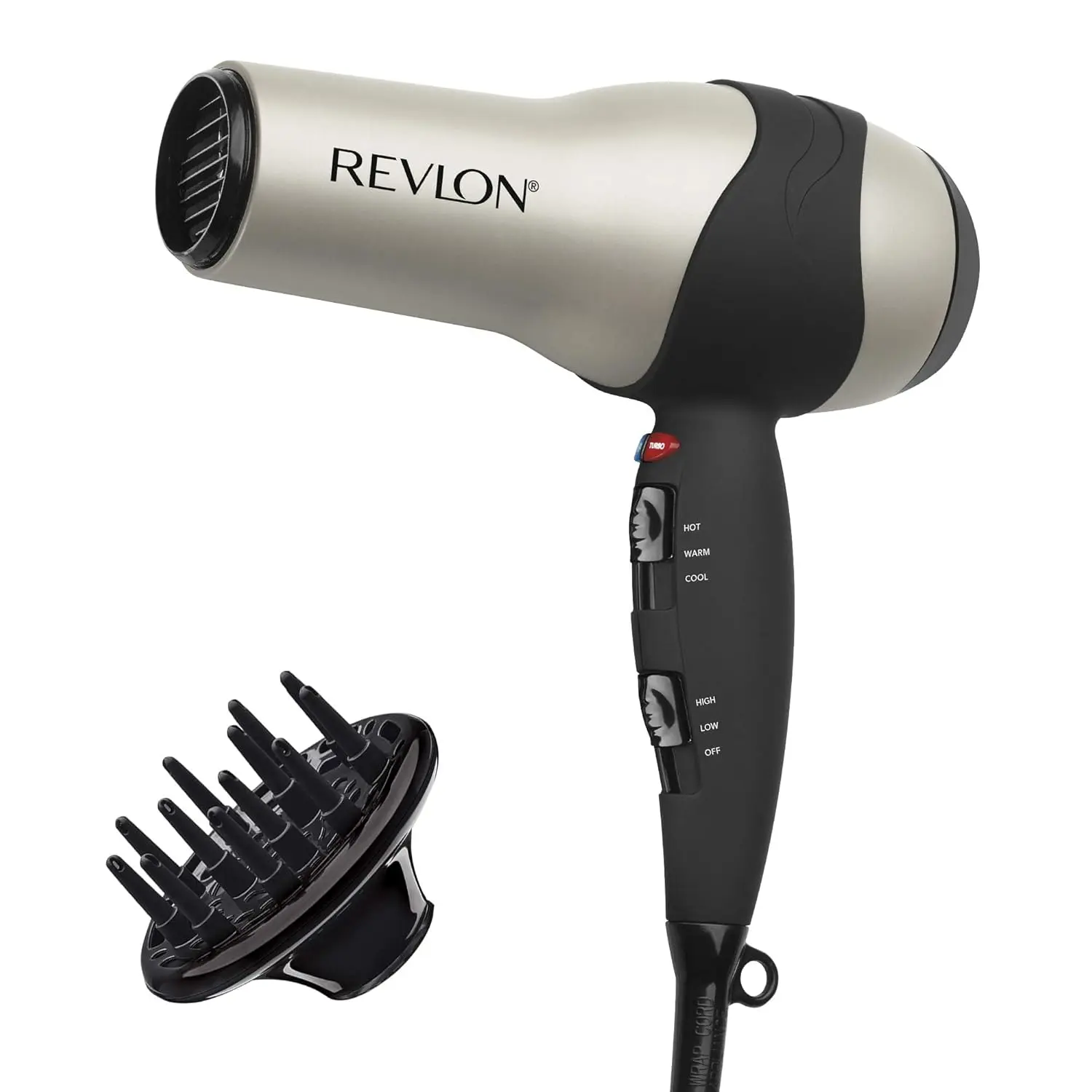 REVLON Turbo Hair Dryer | 1875 Watts of Maximum Shine, Fast Dry (Silver) | Built for Speed, Style & Shine, Fast Drying, Reduces Frizz, 3X Ceramic Coating