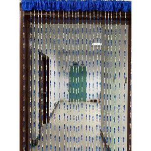 Beaded Door Curtain Home Decor Tassel Room Divider Curtain (Dark Blue, 100cm by 190cm)