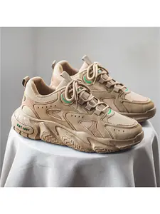 1 Pair 3-Color Trendy Casual Chunky Sneakers - Mesh Stitching Upper + Chunky Anti-slip Outsole, For Daily Styling & Casual Outfits, Trendy Retro, Comfortable & Versatile, Chunky Athletic Shoes