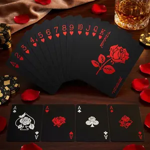 Waterproof Playing Cards – A deck of cards with unique patterns and floral backs, made of PVC, suitable for parties, games, and magic shows.