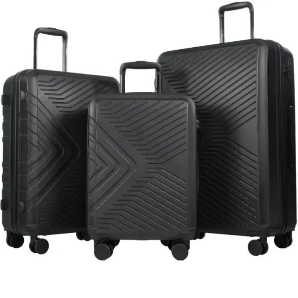 Hardshell Luggage Set, 3 Piece, Lightweight Suitcases with TSA Lock and Spinner Wheels, 20 Inch 24 Inch 28 Inch, Black